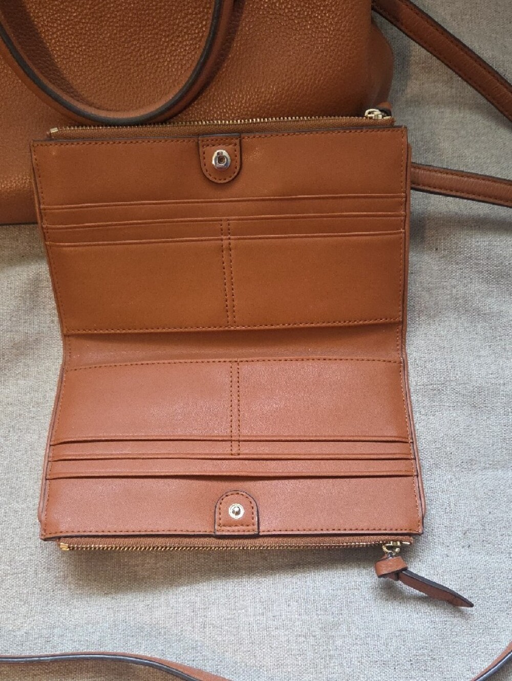 kate spade Brown Leather Satchel with Matching Wristlet and Crossbody Strap - Picture 2 of 3